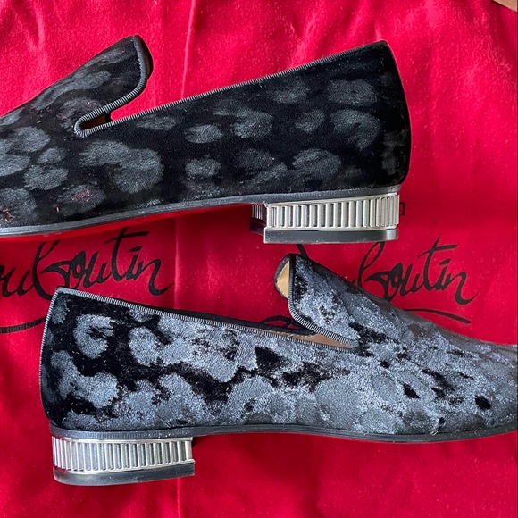 NWT⭐️CHRISTIAN LOUBOUTIN⭐️Velvet Jacquard Colonnaki Leopard Flat Loafers - Picture 4 of 7